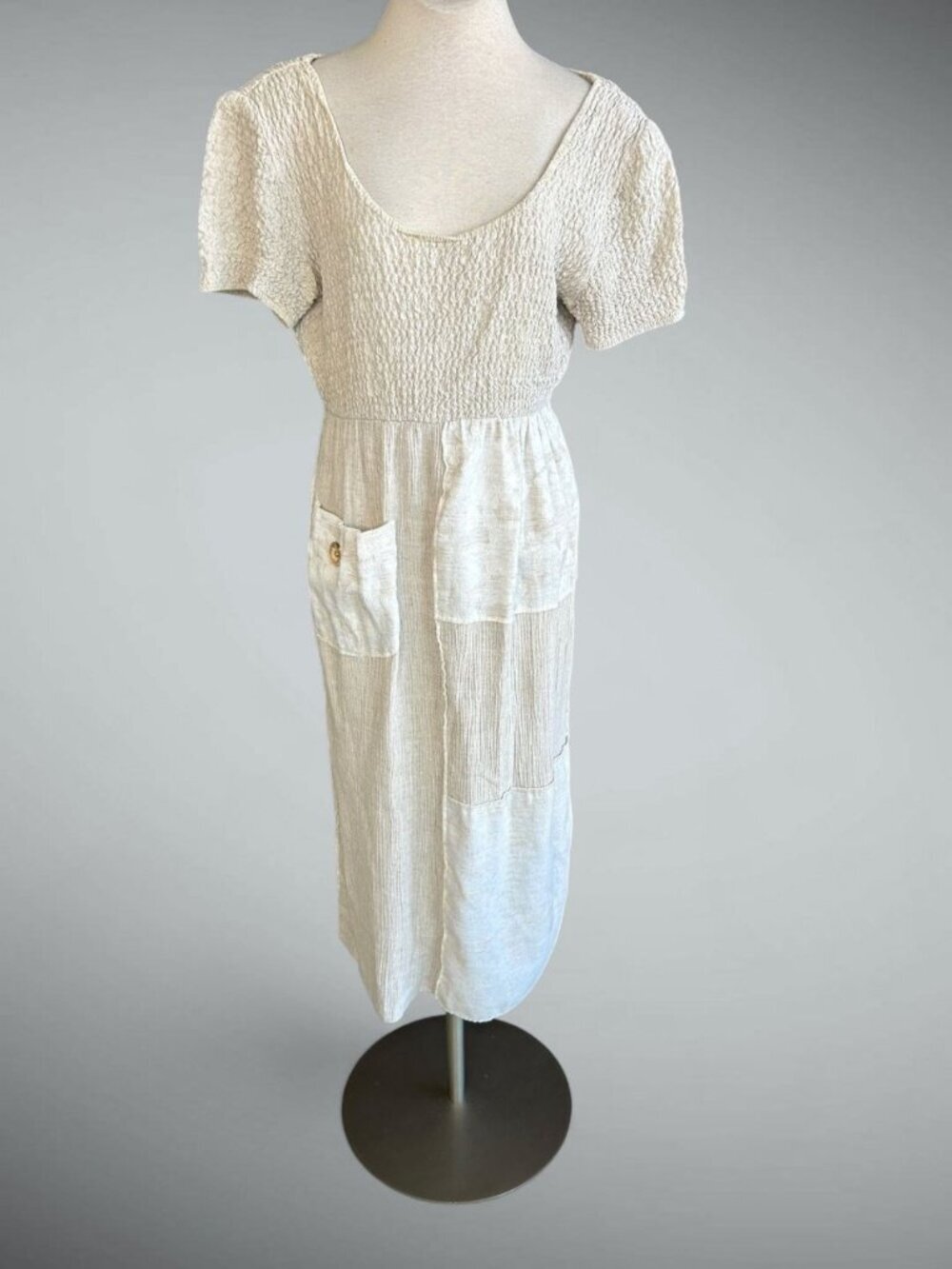 Jeffrey & Dara | Dresses | Jeffrey Dara Oatmeal Smocked Peasant Cottagecore Dress Size